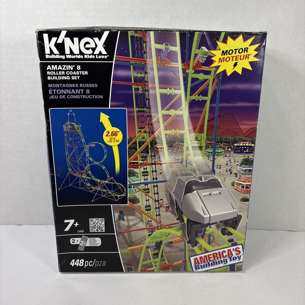 K'NEX Amazin' 8 Roller Coaster Building Set 13409 Motorized 448 Pieces Kids Toy